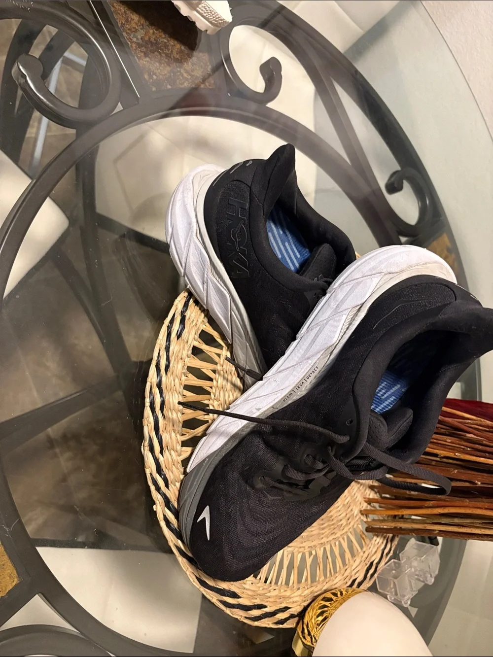 Hoka Black Athletic Running Shoes with Gray Midsole